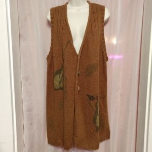 Blue Fish Lagenlook Sweater Vest Embroidered Patch